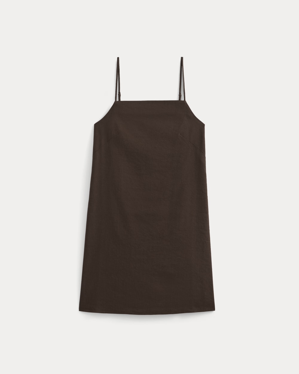 Mini Shift Dress in Stretch Linen | Dark Brown
