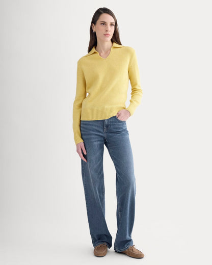 Cashmere Polo Sweater | Double Cream Heather