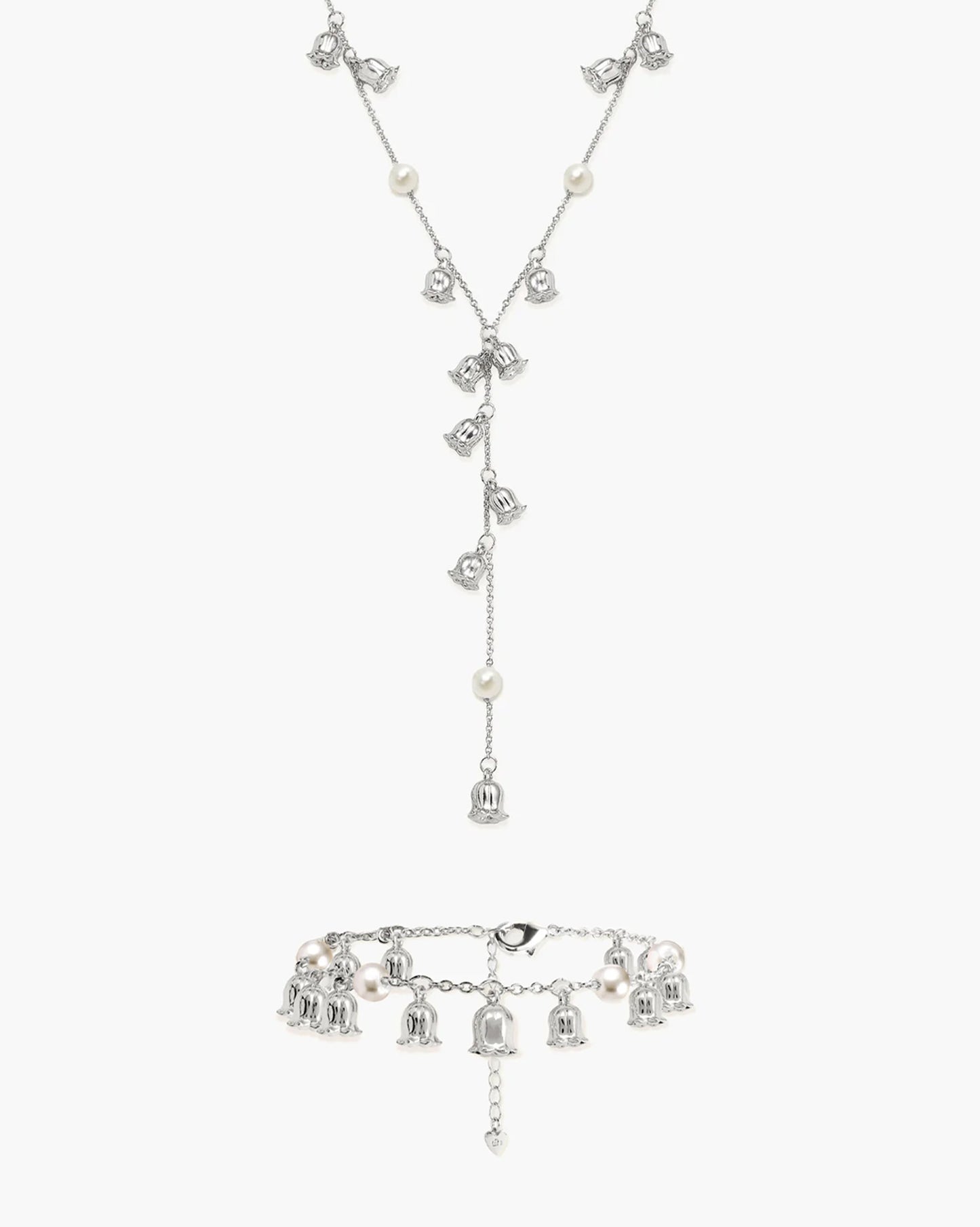 Lily of the Valley Pearl Set in Silver