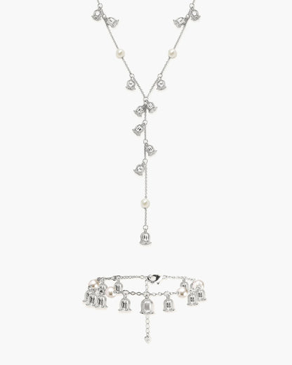 Lily of the Valley Pearl Set in Silver