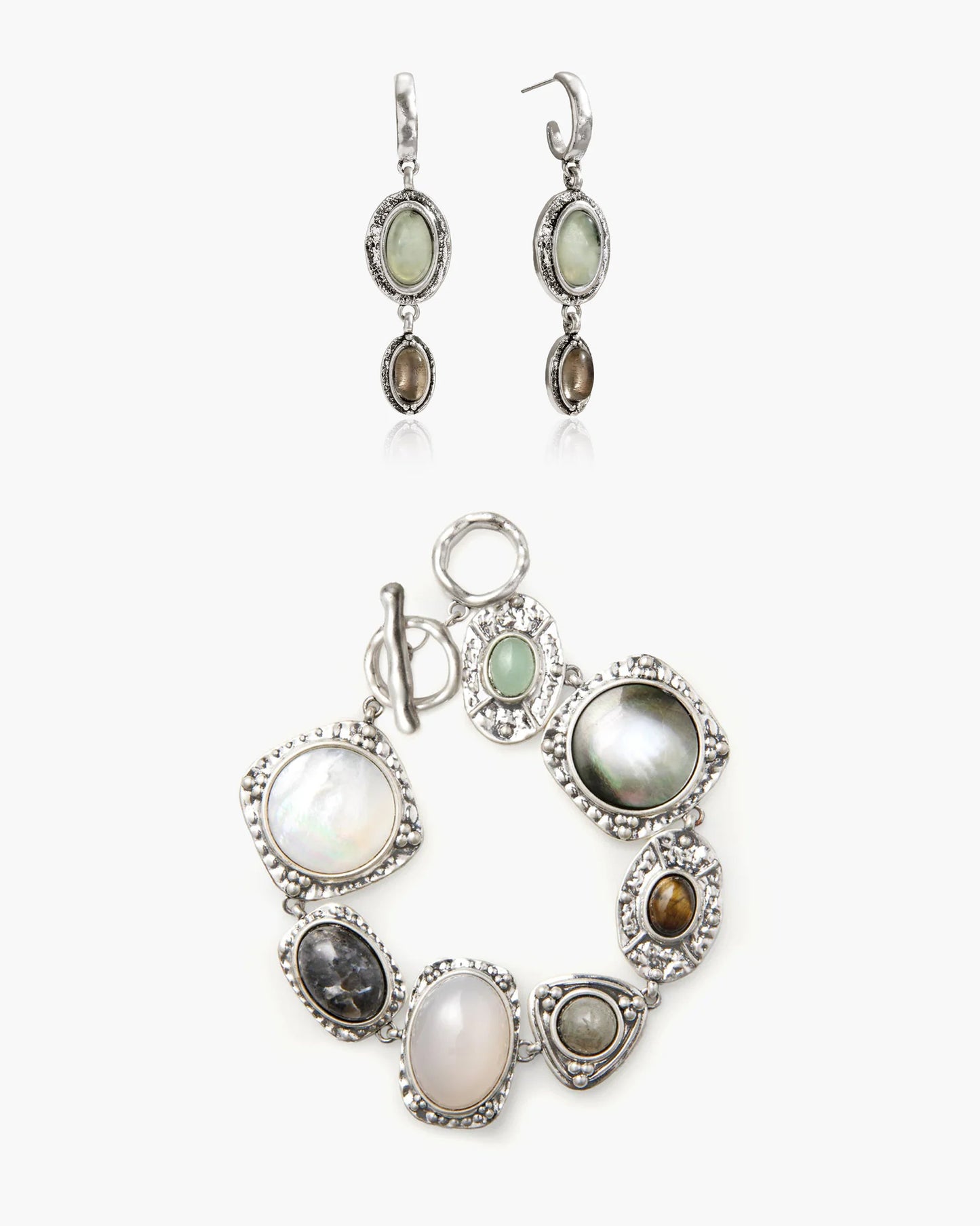Athena Bracelet & Moss Amulet Earrings Set