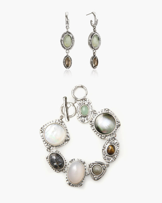 Athena Bracelet & Moss Amulet Earrings Set