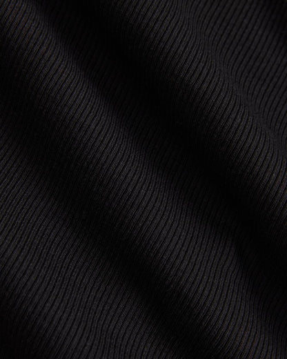 Luxe Rib V-Neck Henley | Black