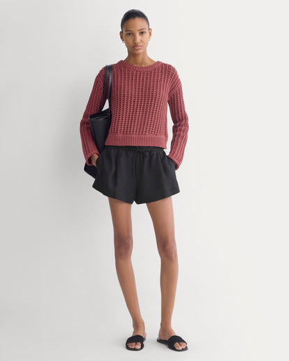 Open-Knit Crew in Elevated Cotton | Henna Red