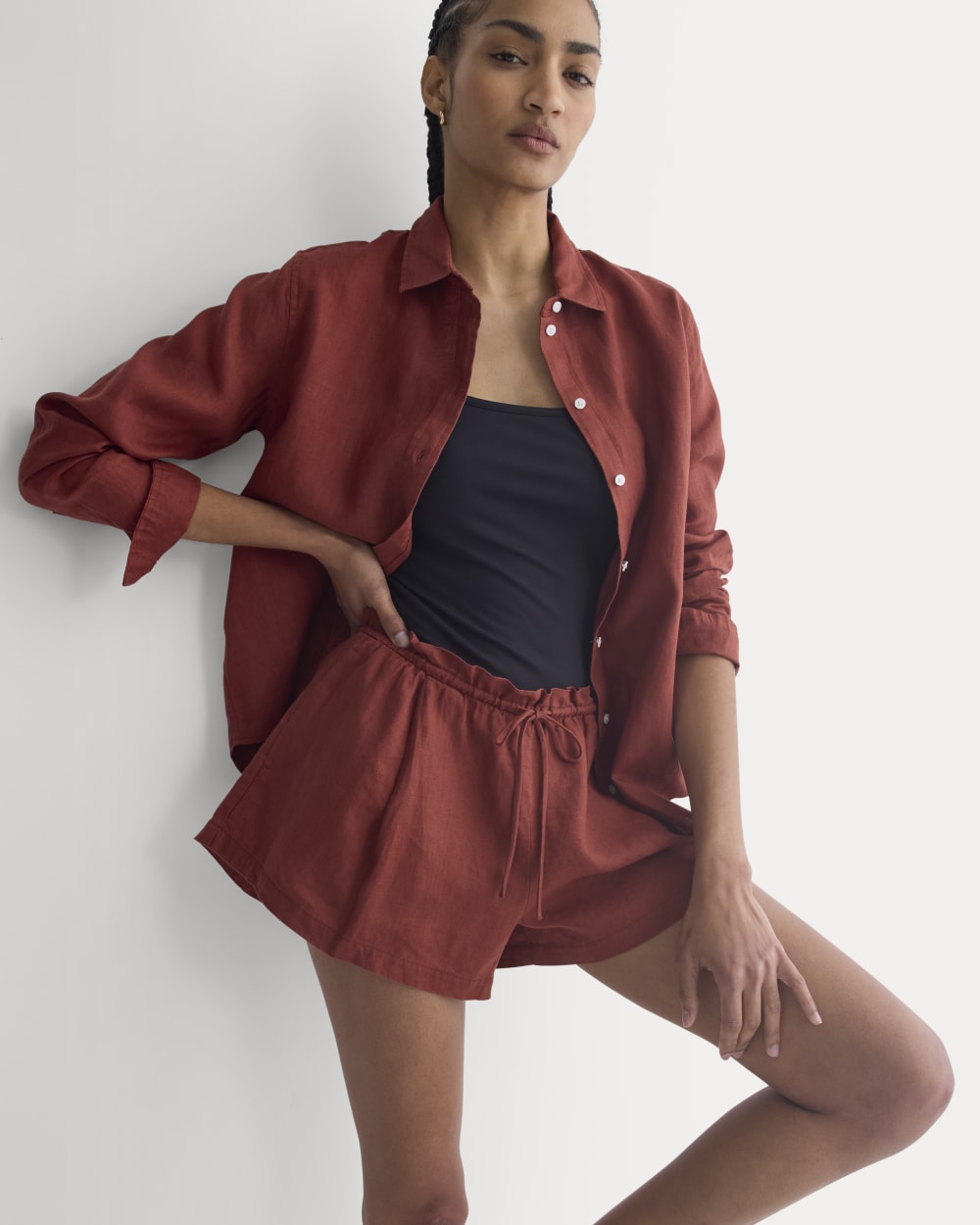 Flowy Short in Linen | Henna Red