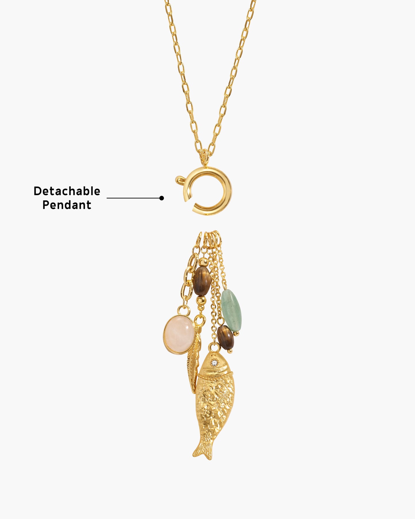Drifter Multi-Charm Fish Pendant Necklace