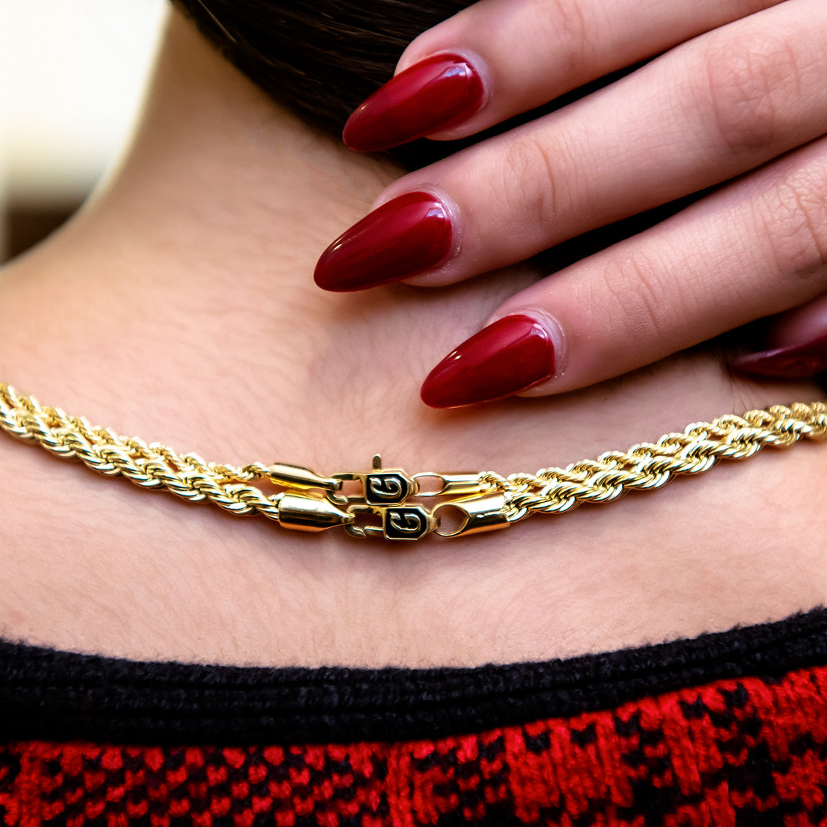 2mm + 4mm Rope Necklace Bundle in Yellow Gold