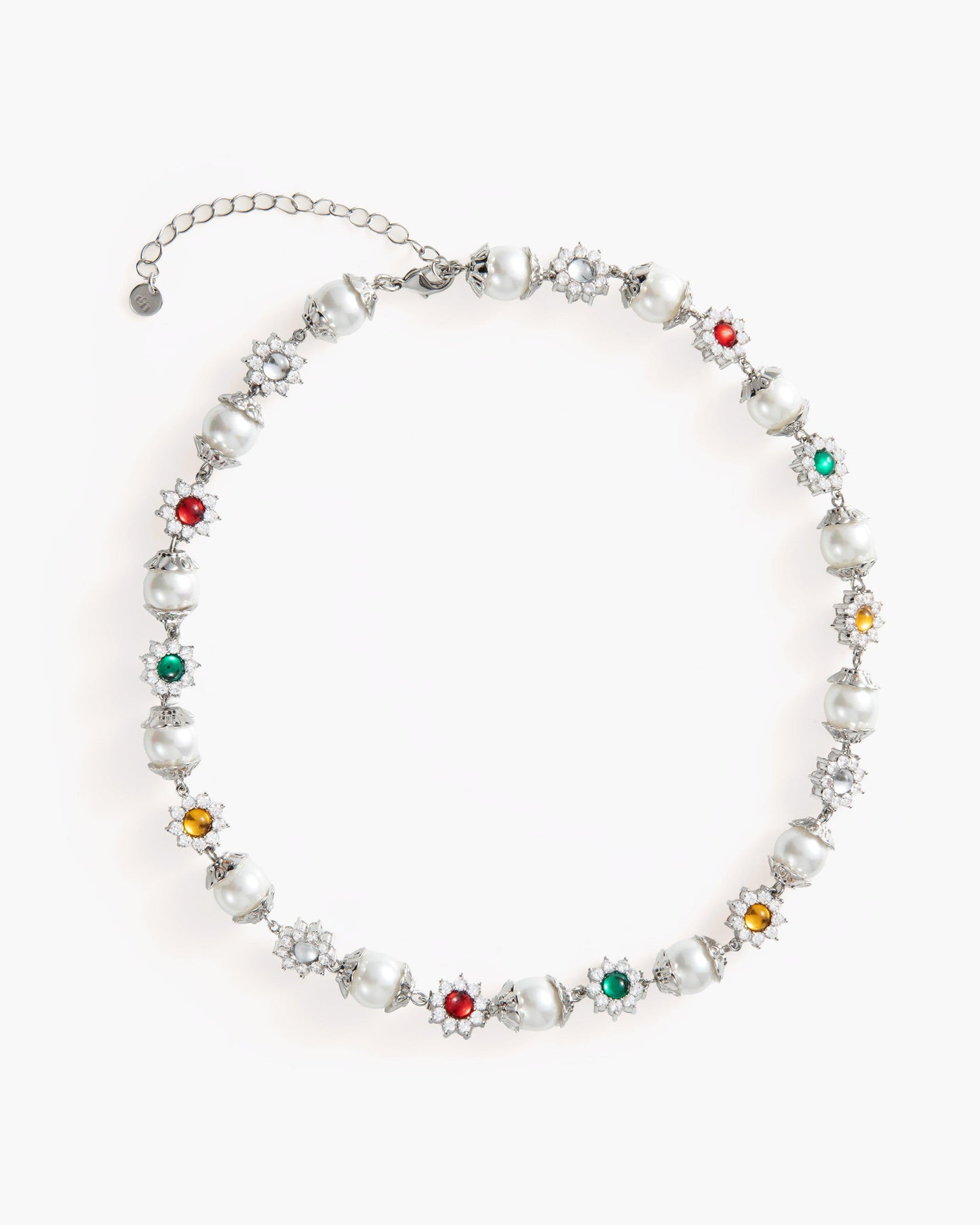 Daisy Pearl Necklace in Silver
