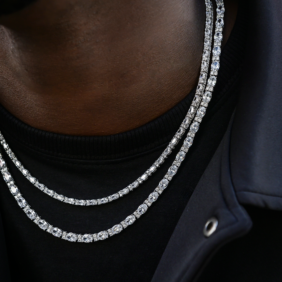 3mm + 5mm Diamond Mixed Oval Cut Tennis Chain Bundle
