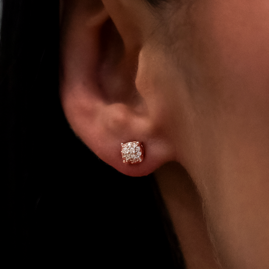 5mm Pave Round Earrings in Yellow Gold