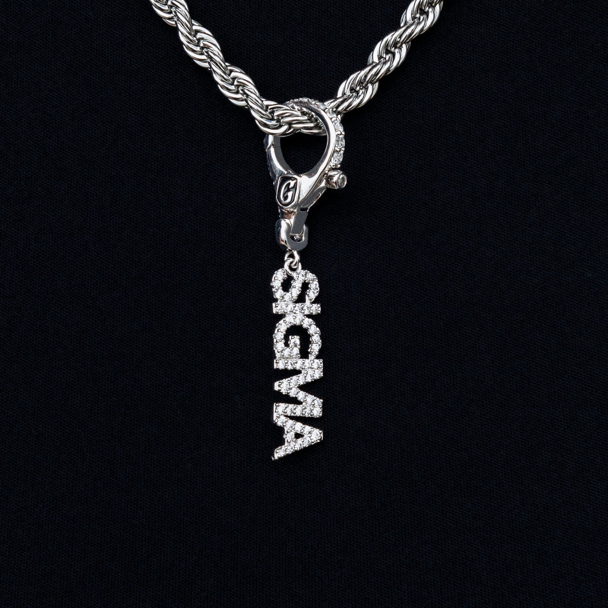 "Sigma" Clip On Pendant in White Gold
