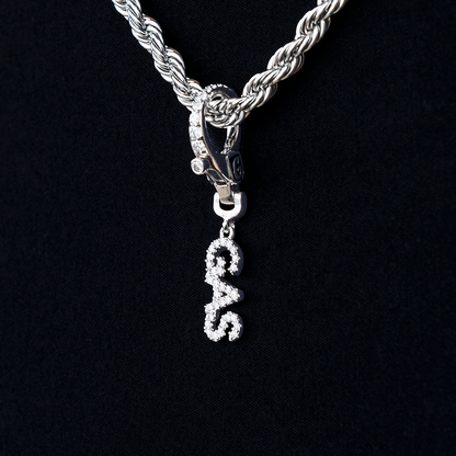 "Gas" Clip On Charm Pendant in White Gold