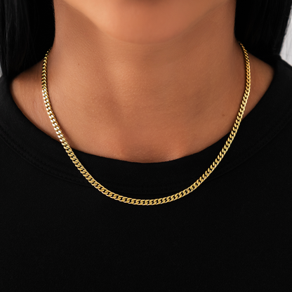 3MM Micro Cuban Necklace in Yellow Gold