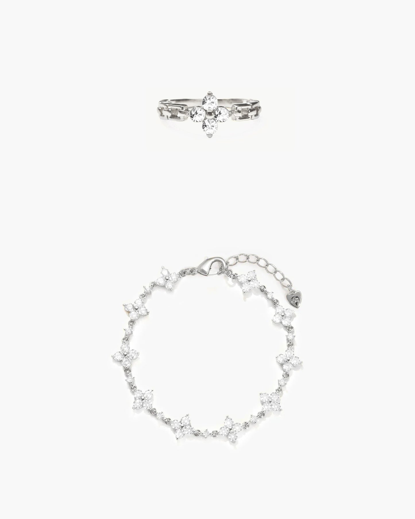 Sparkle Clover Bracelet and Ring Set