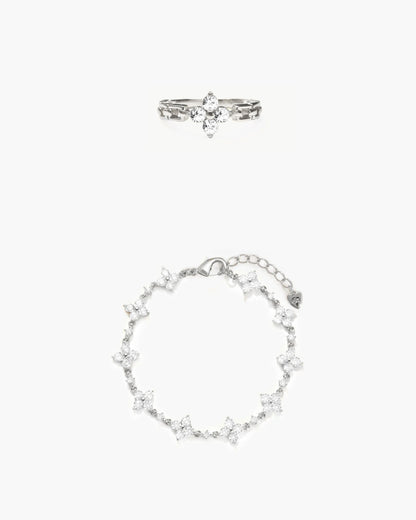 Sparkle Clover Bracelet and Ring Set