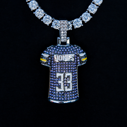 Aaron Jones Minnesota Vikings Purple #33 Jersey Pendant - White Gold