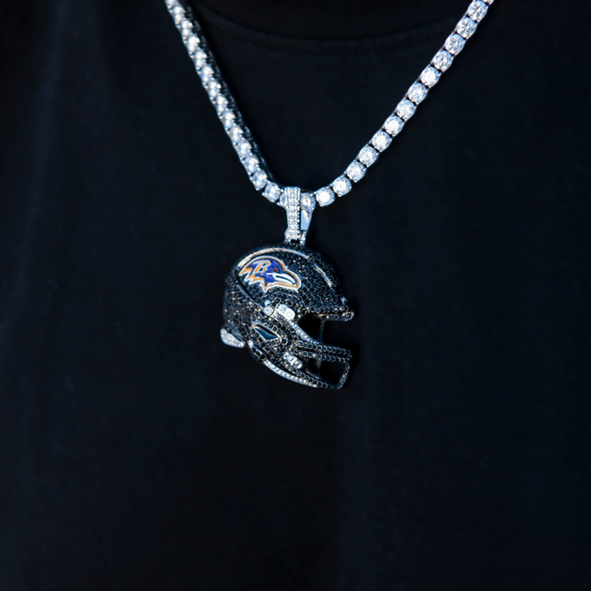 2025 Baltimore Ravens Team Helmet Pendant - White Gold