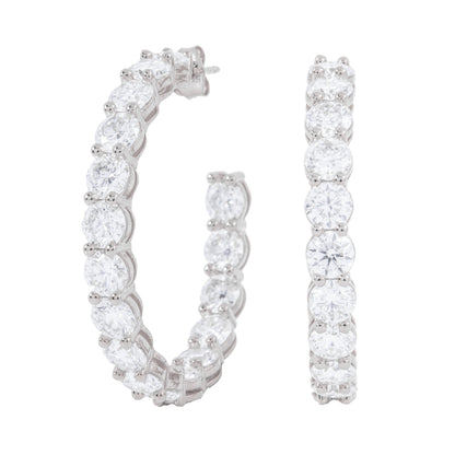 4MM Moissanite Eternity Hoop Earrings in Sterling Silver