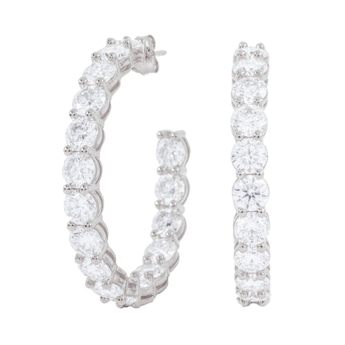 4MM Moissanite Eternity Hoop Earrings in Sterling Silver