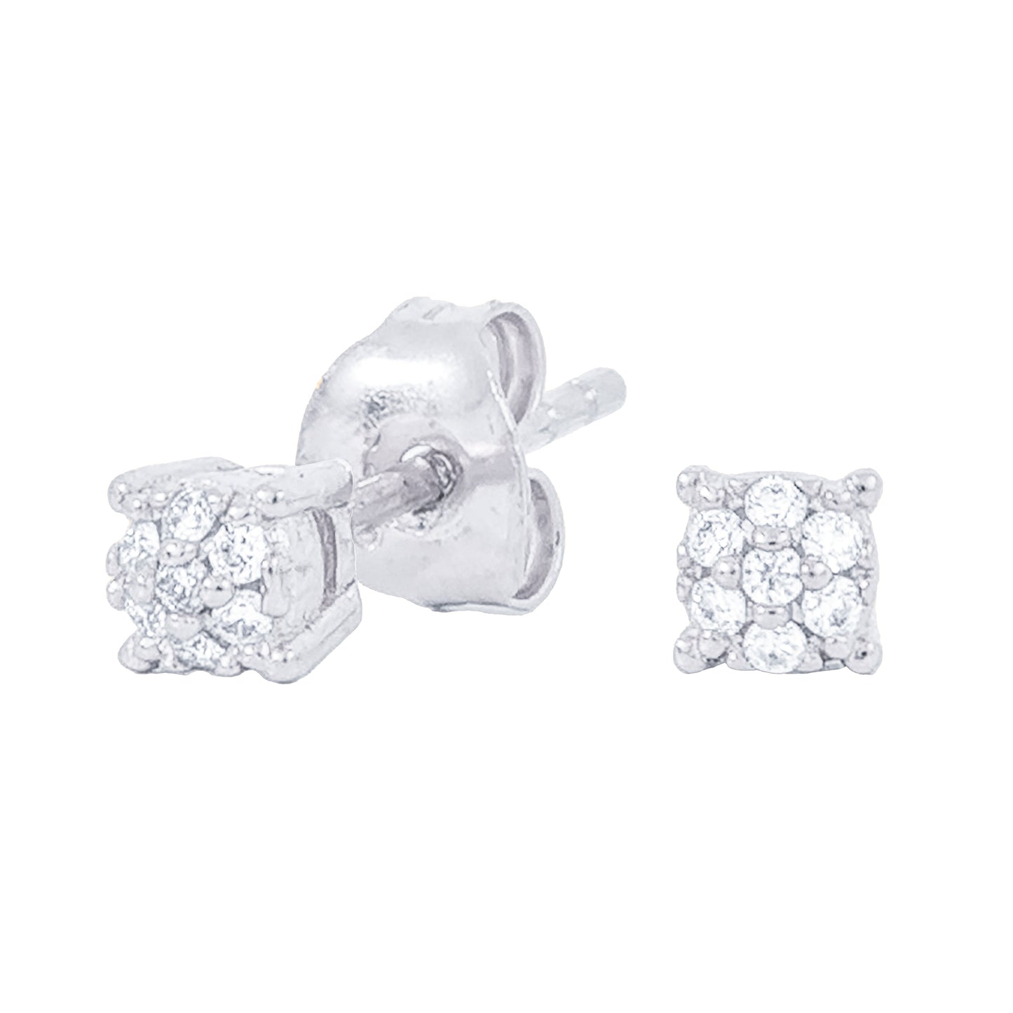 3MM Pave Round Moissanite Stud Earrings in Sterling Silver