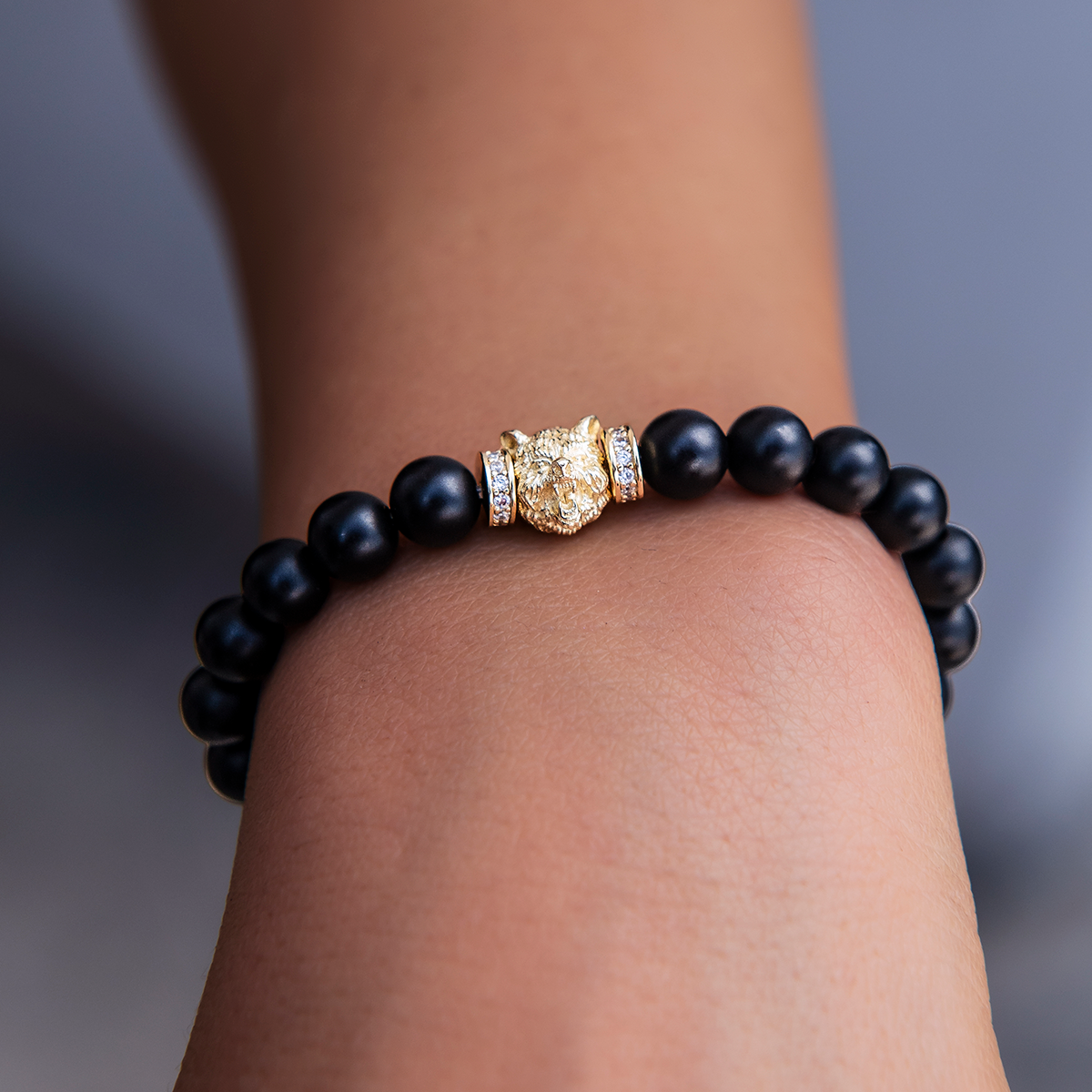 Bear Beaded Bracelet in Yellow Gold