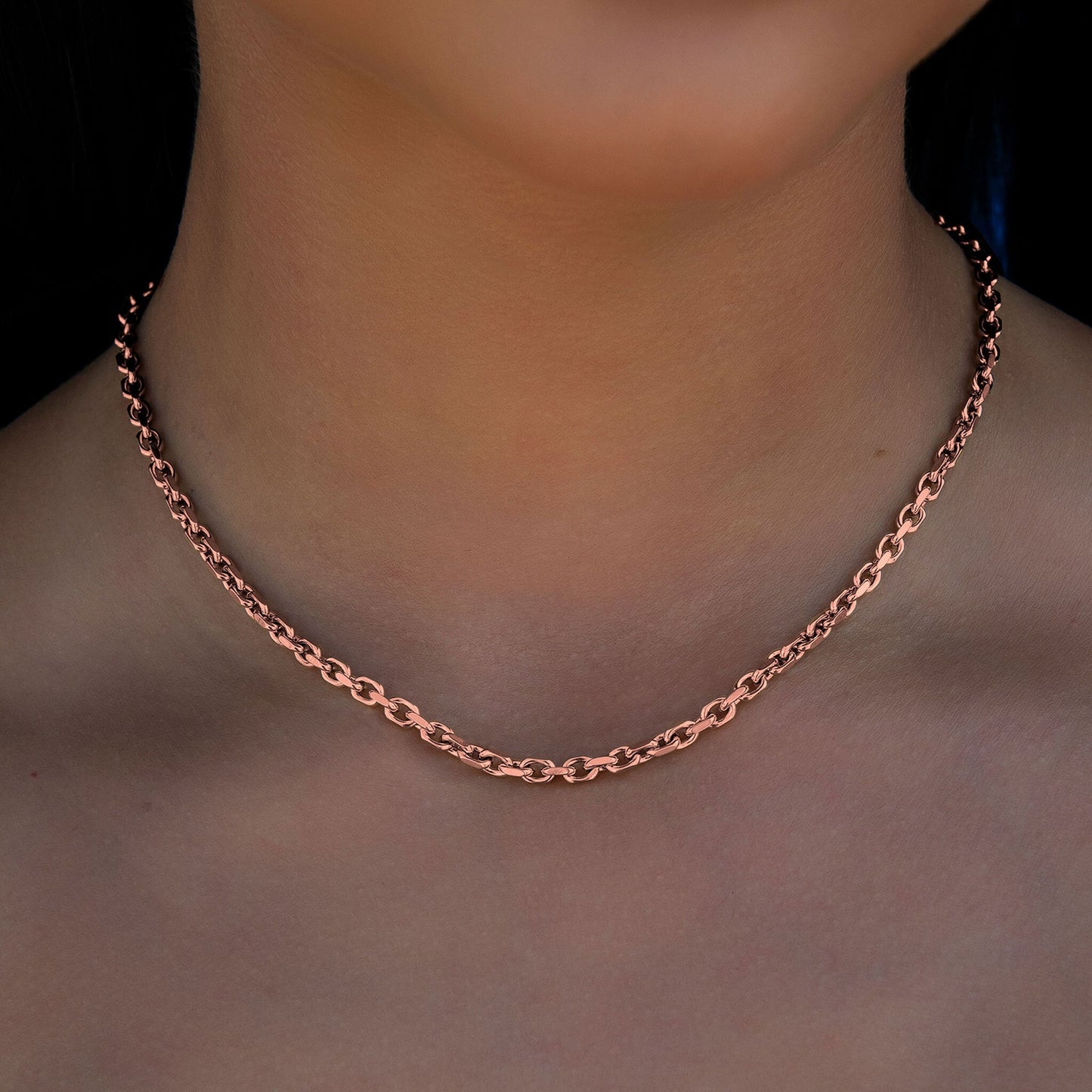 3.6MM Open Box Necklace in Rose Gold