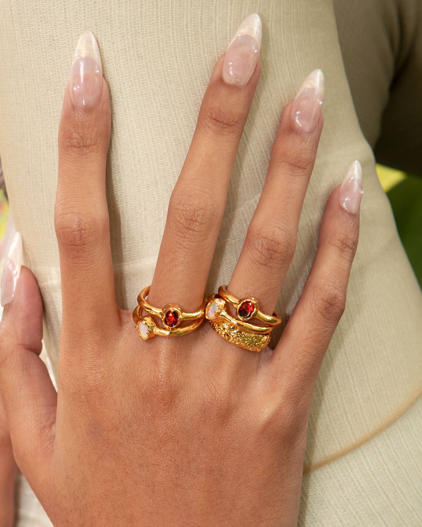 Birthstone Ring in Gold - January