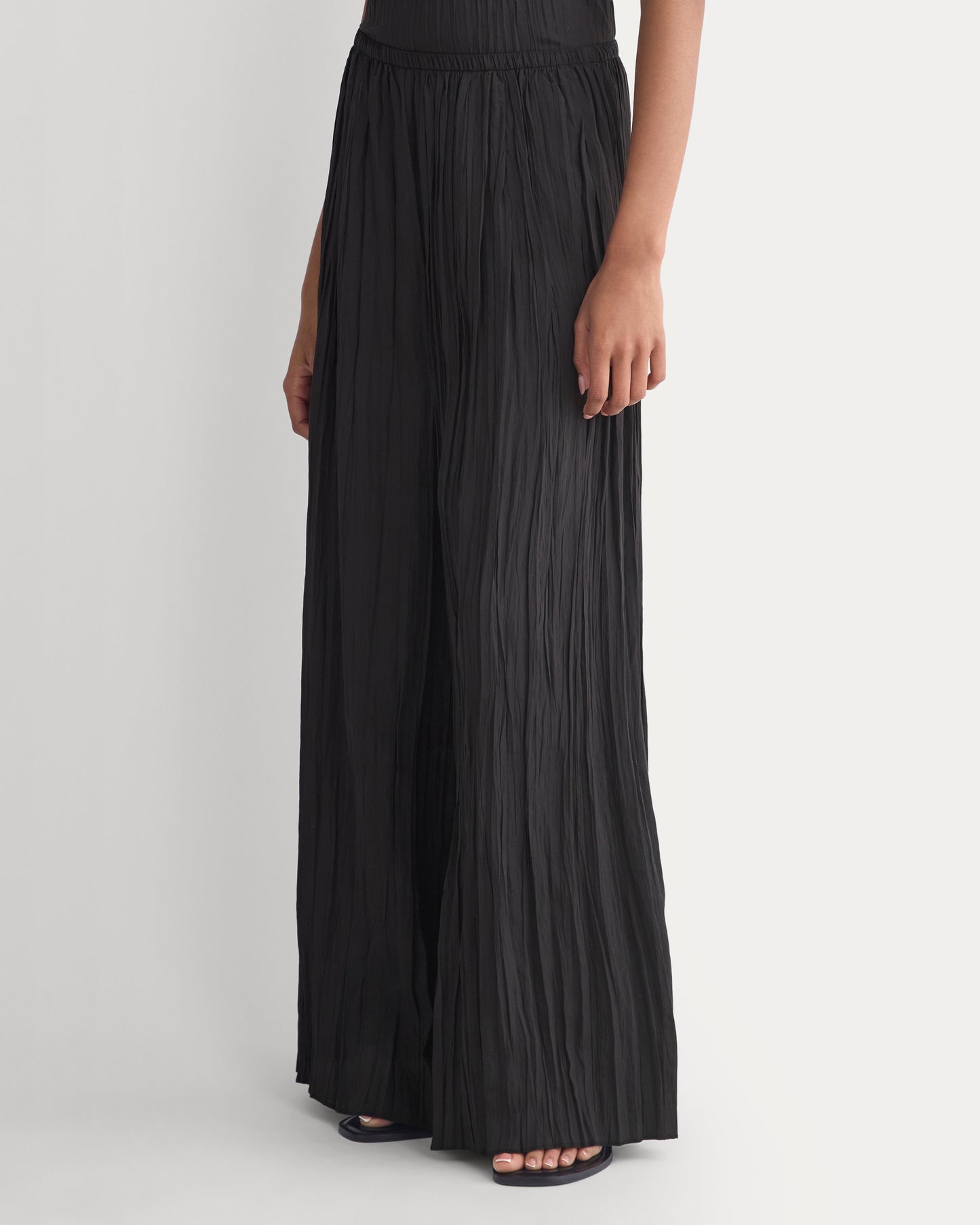 Crinkle Wide-Leg Pant | Black