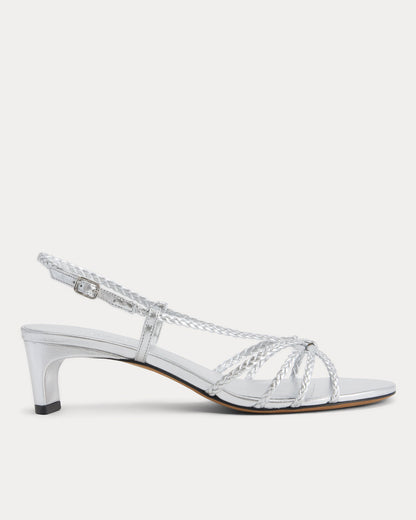 Made in Italy Braided Kitten Heel | Silver Leather