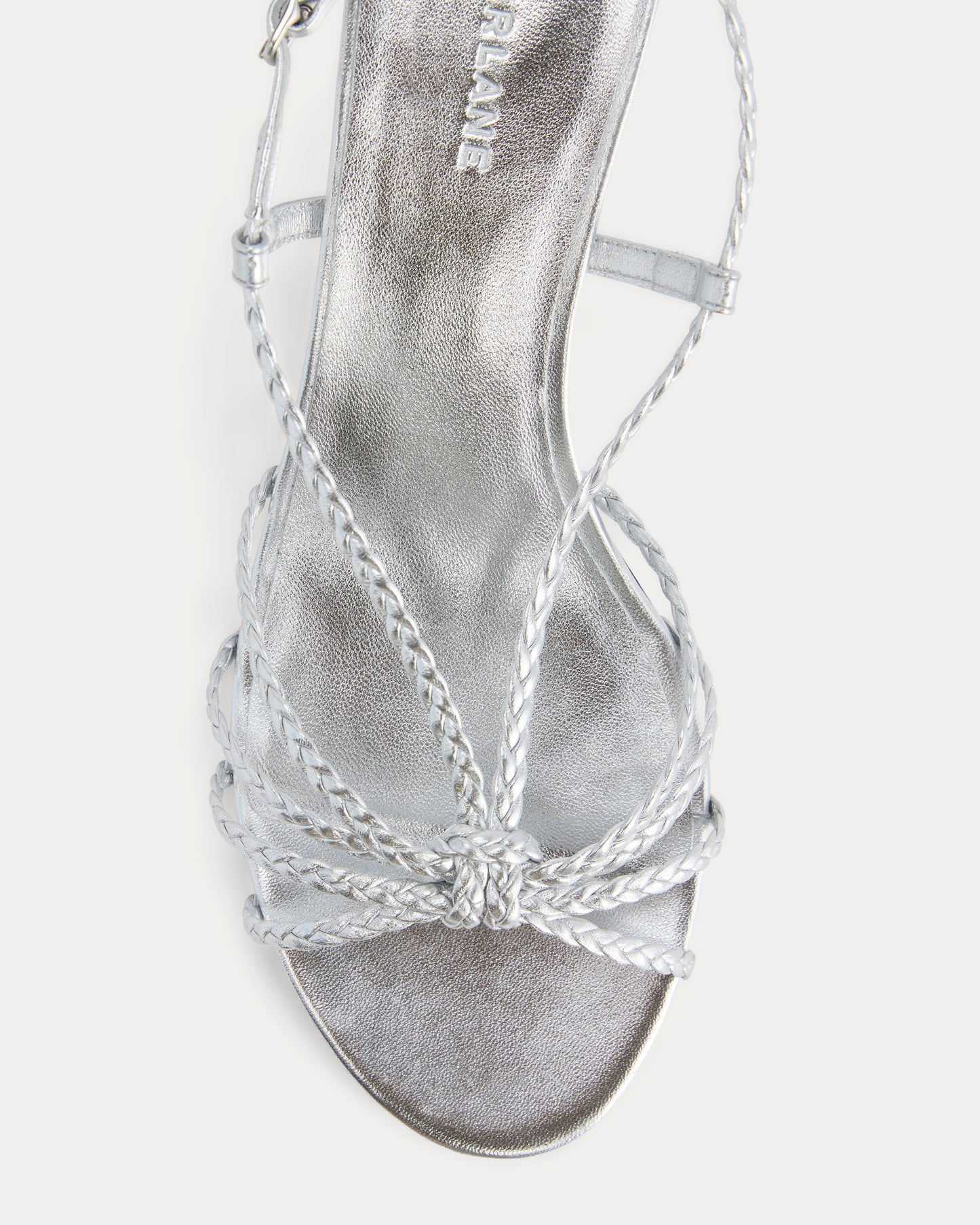 Made in Italy Braided Kitten Heel | Silver Leather