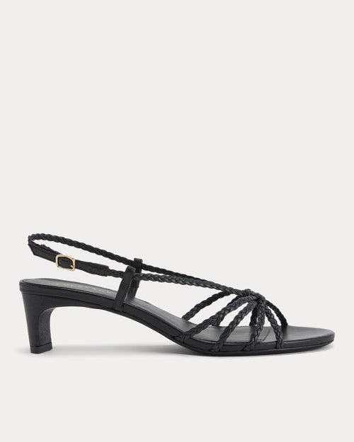 Made in Italy Braided Kitten Heel | Black Leather