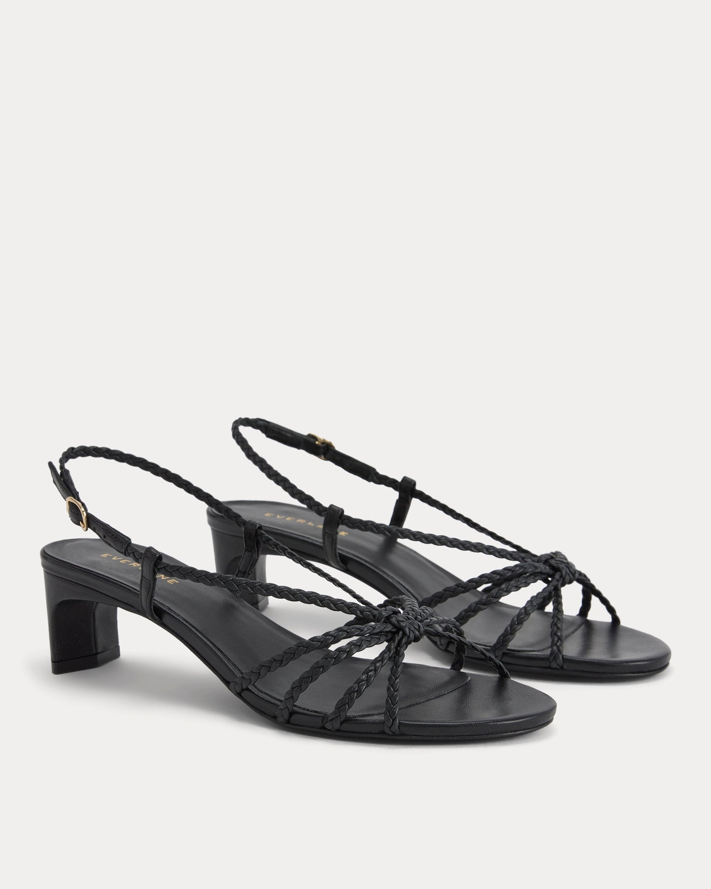 Made in Italy Braided Kitten Heel | Black Leather