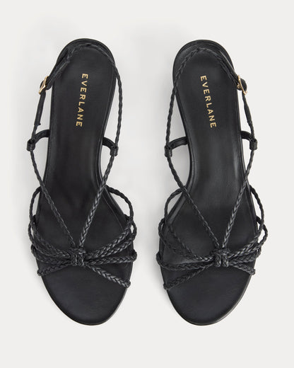 Made in Italy Braided Kitten Heel | Black Leather