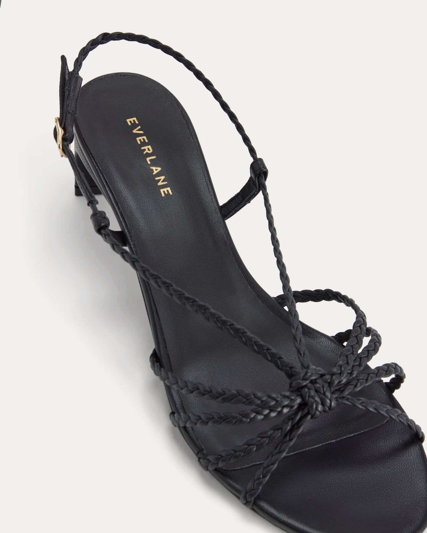 Made in Italy Braided Kitten Heel | Black Leather
