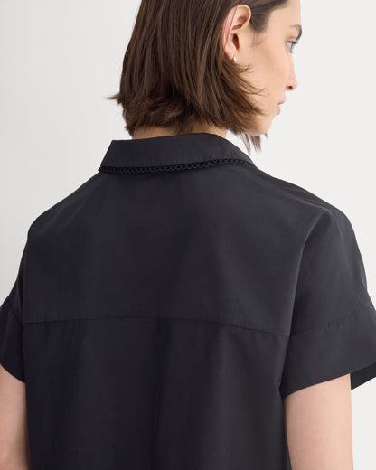 Scalloped-Collar Square Shirt | Black