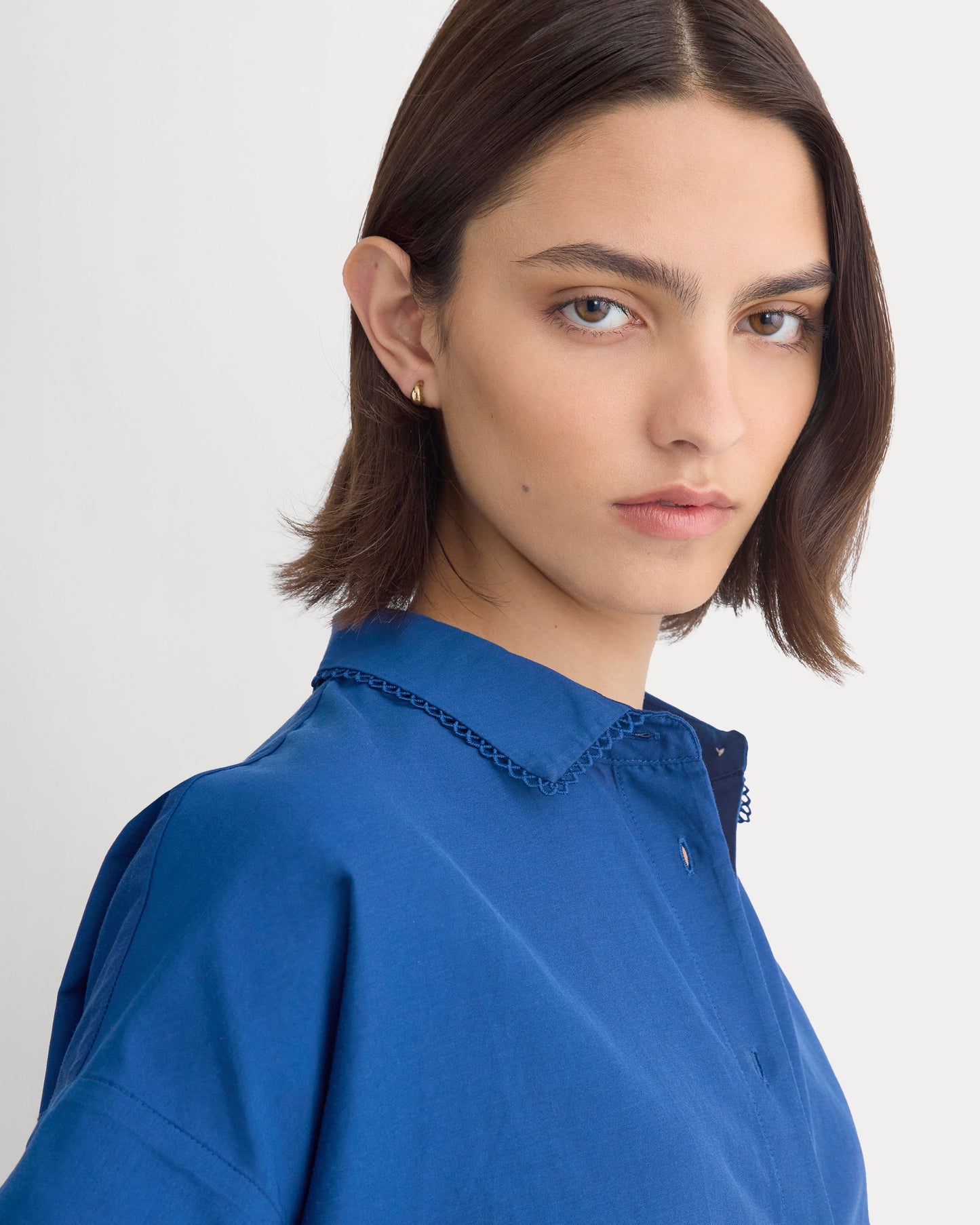 Scalloped-Collar Square Shirt | Estate Blue