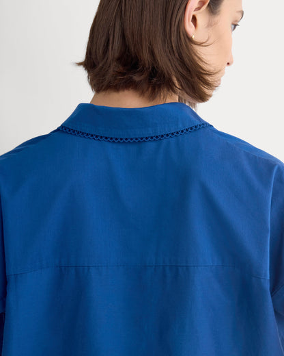 Scalloped-Collar Square Shirt | Estate Blue
