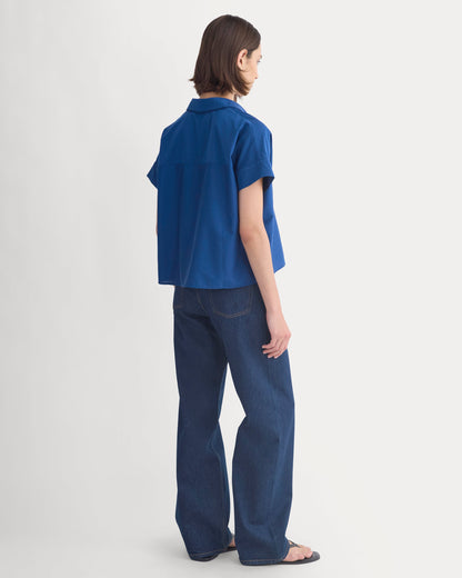Scalloped-Collar Square Shirt | Estate Blue