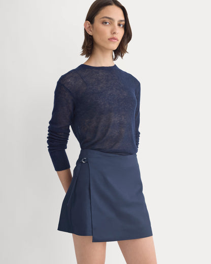 Tailored Drape Mini Skort | Navy