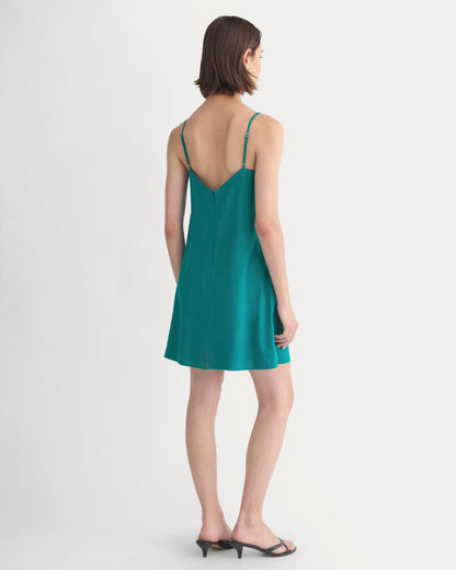 Mini Shift Dress in Stretch Linen | Everglade