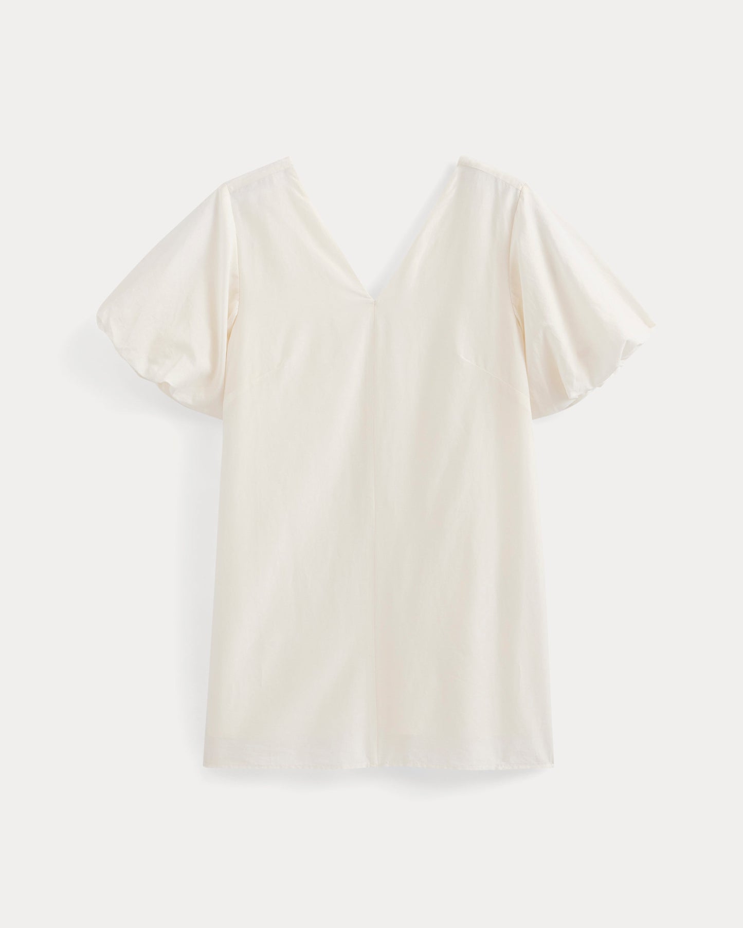 Bubble-Sleeve Mini Dress in Cotton Silk Voile | Bone