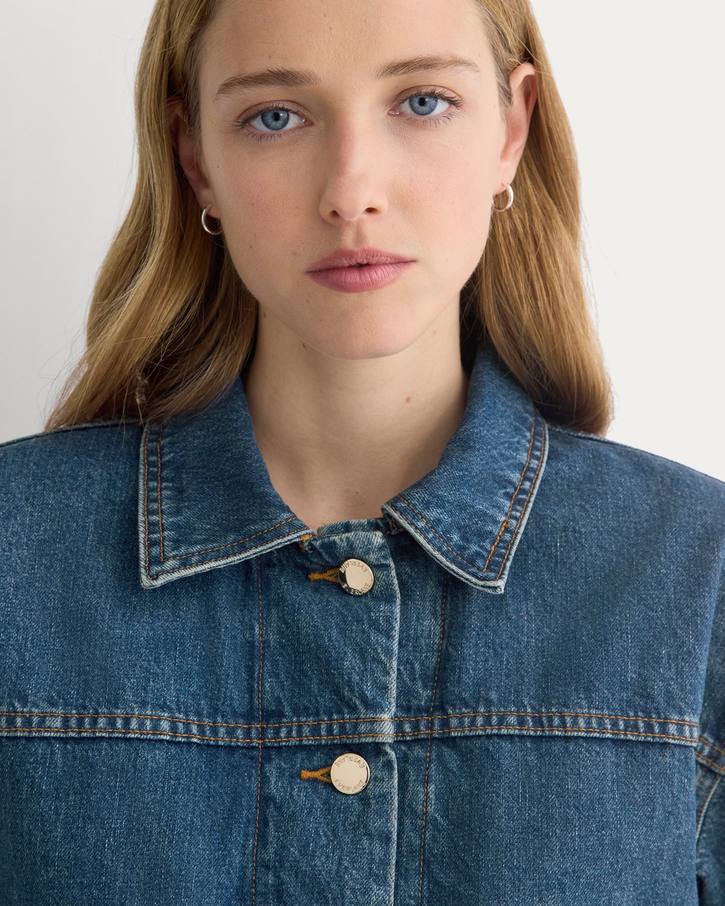 Cropped Trucker Jacket in Denim | Mid Indigo