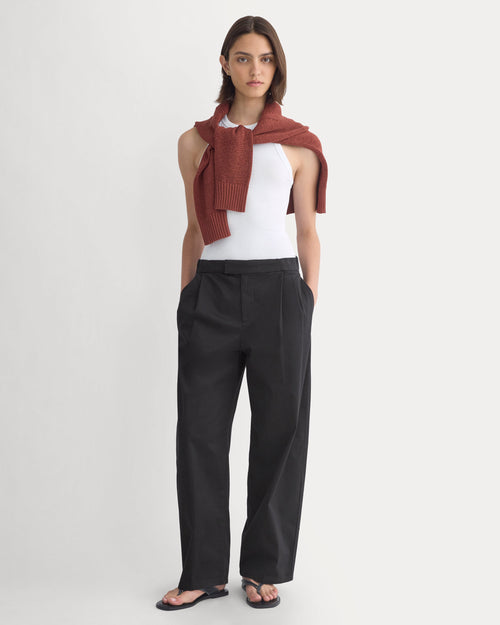 Barrel-Leg Pant in Organic Cotton Sateen | Black