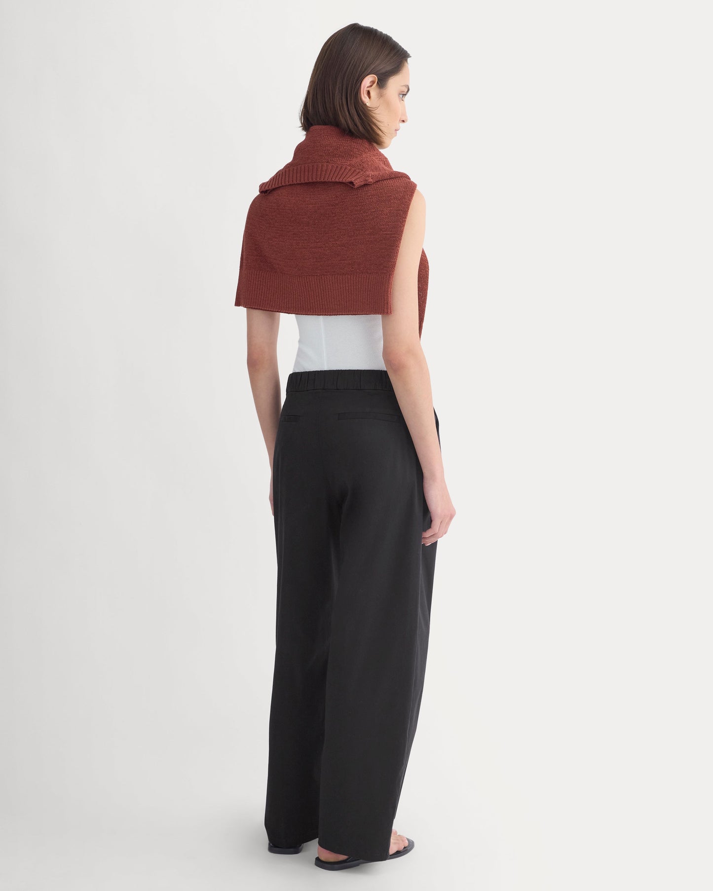 Barrel-Leg Pant in Organic Cotton Sateen | Black