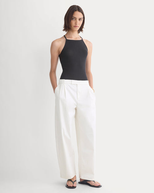 Barrel-Leg Pant in Organic Cotton Sateen | Bone