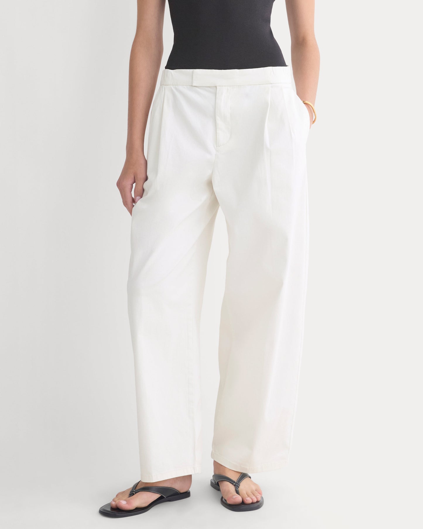 Barrel-Leg Pant in Organic Cotton Sateen | Bone