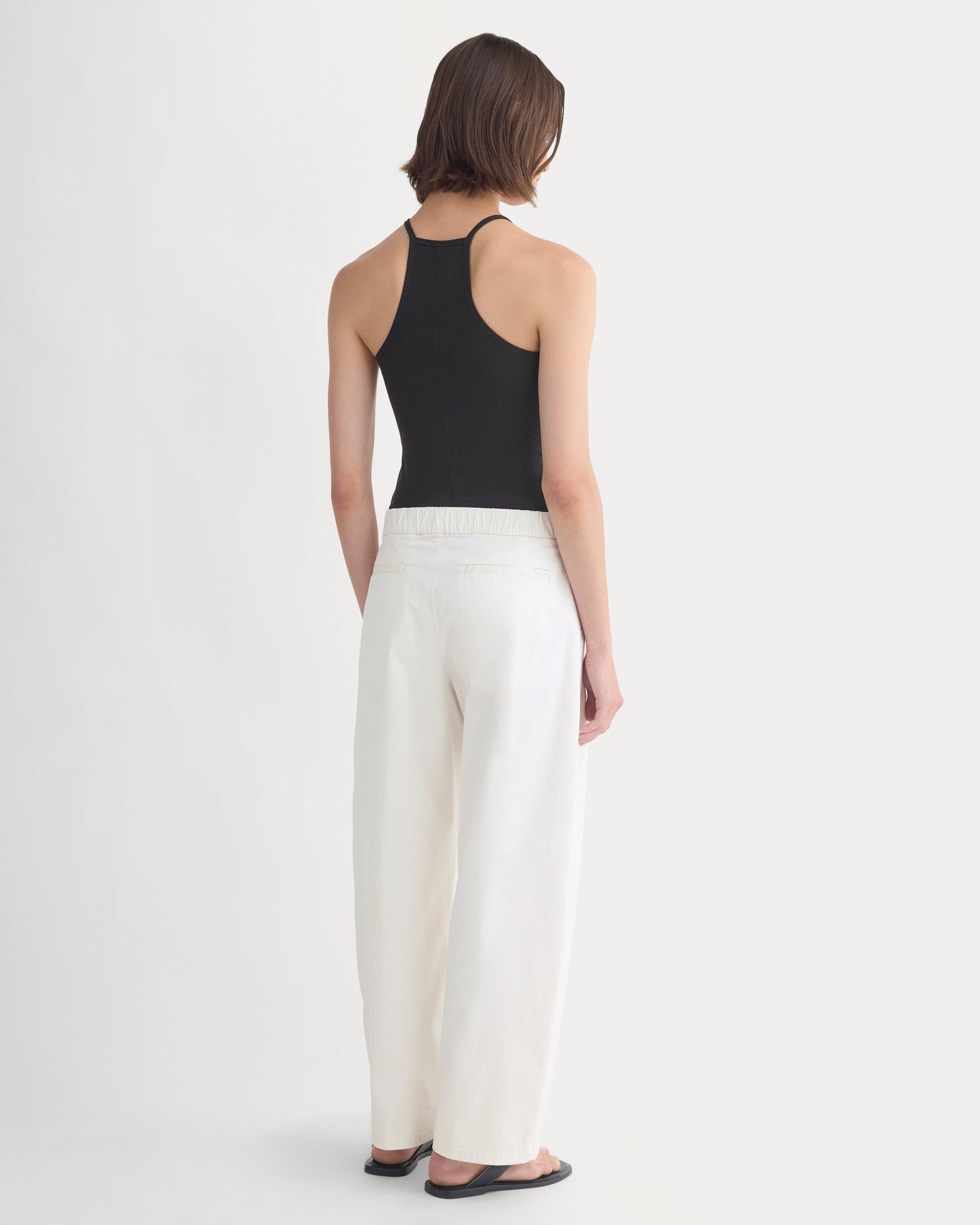 Barrel-Leg Pant in Organic Cotton Sateen | Bone