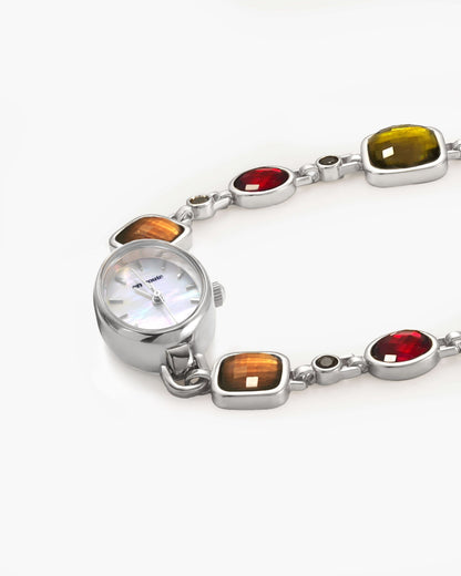 Harmonic Hour Multicolored Watch Bracelet in Silver