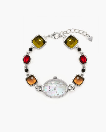 Harmonic Hour Multicolored Watch Bracelet in Silver