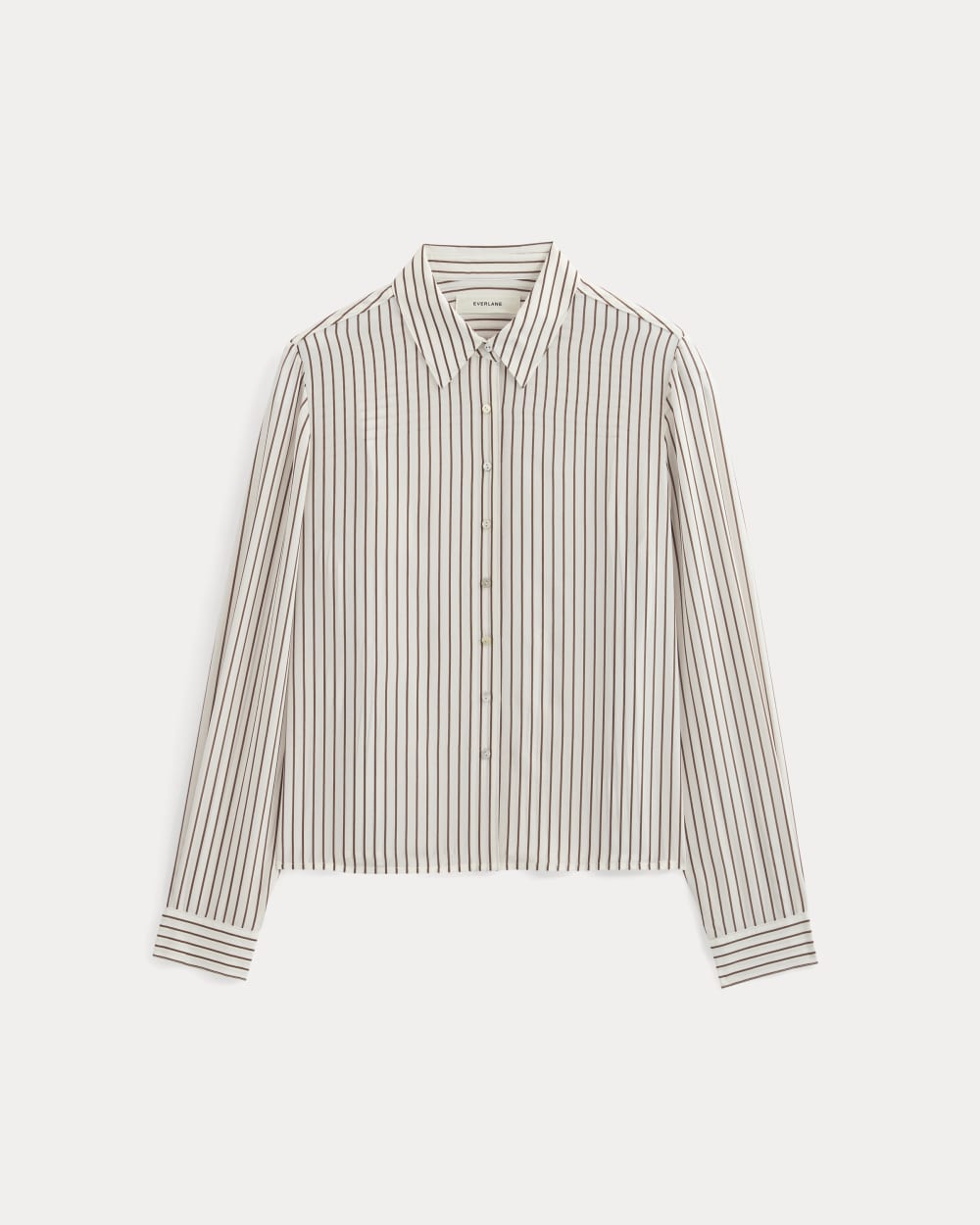 Shrunken Top in Washable Silk | Bone / Toffee Stripe
